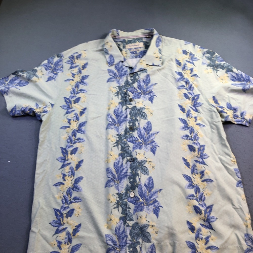 Tommy Bahama Hawaiian Shirt Men's 3XL POLY Blend Tropical BLUE LIGHTWEIGHT